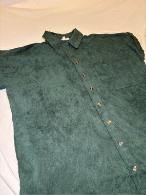 Entro Women’s Short Sleeve Corduroy Shirt Dress – Brown Button Front Size M
